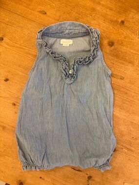 Mud Pie Chambray Ruffle Bubble - Light Blue